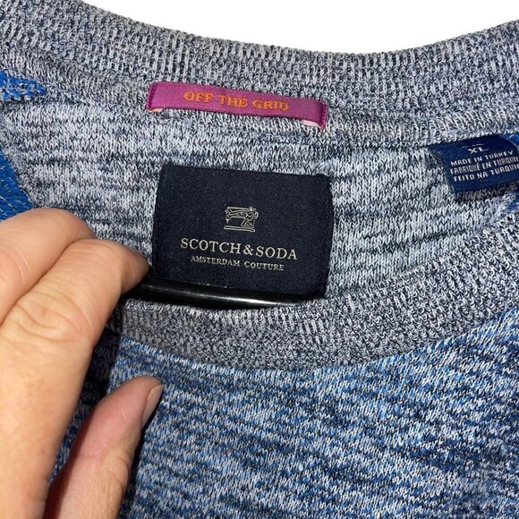 Scotch And Soda Mens Sweatshirt Size XL Blue Cotton Blend Knit Crew Neck - Picture 4 of 9